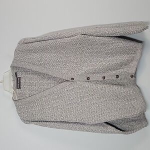 David Taylor mens Large Gray Cable Knit cardigan Grandpa sweater